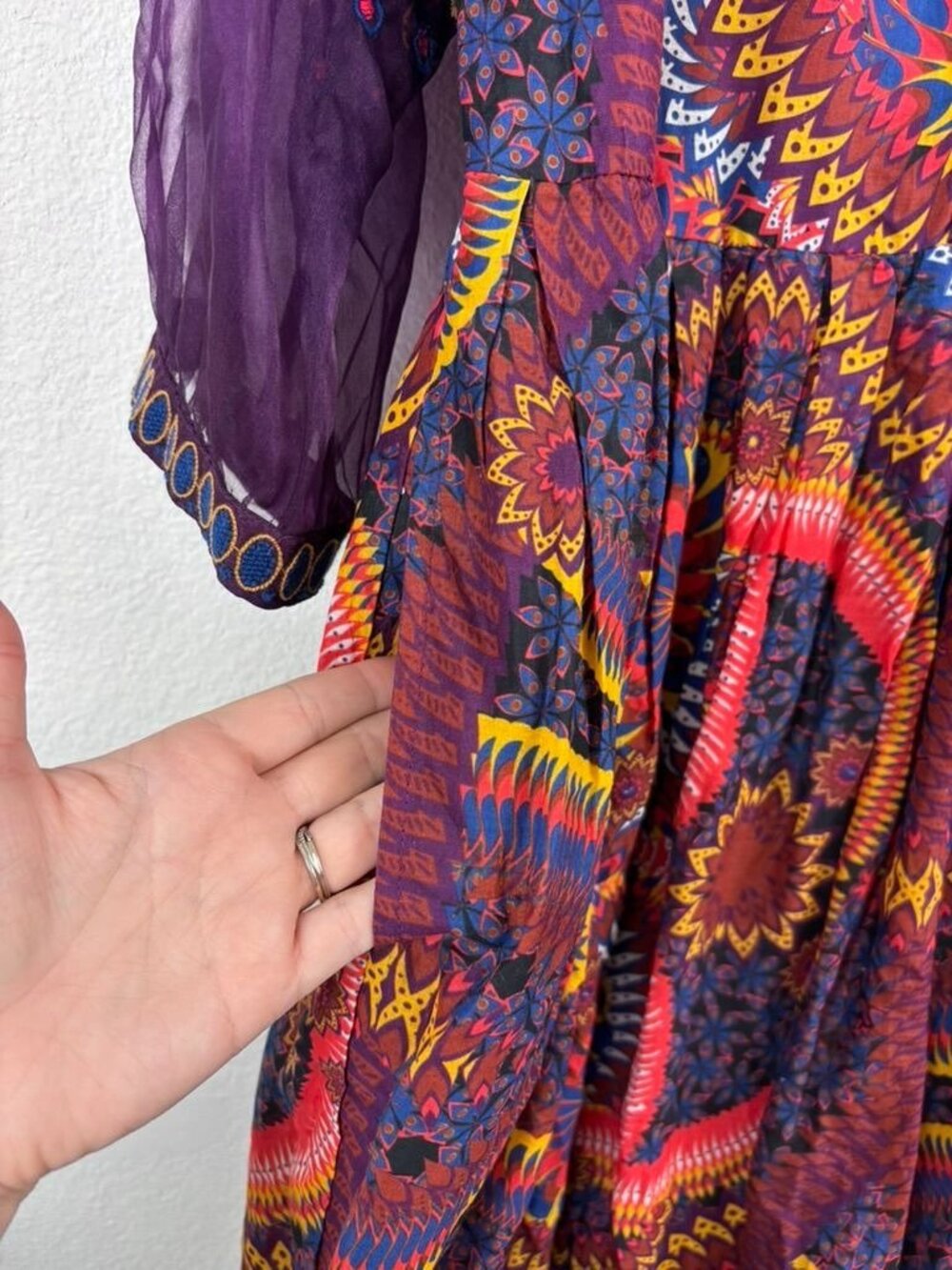 Anthropologie womens 18W Maren embroidered maxi dress purple multicolor bohemian - Picture 8 of 14